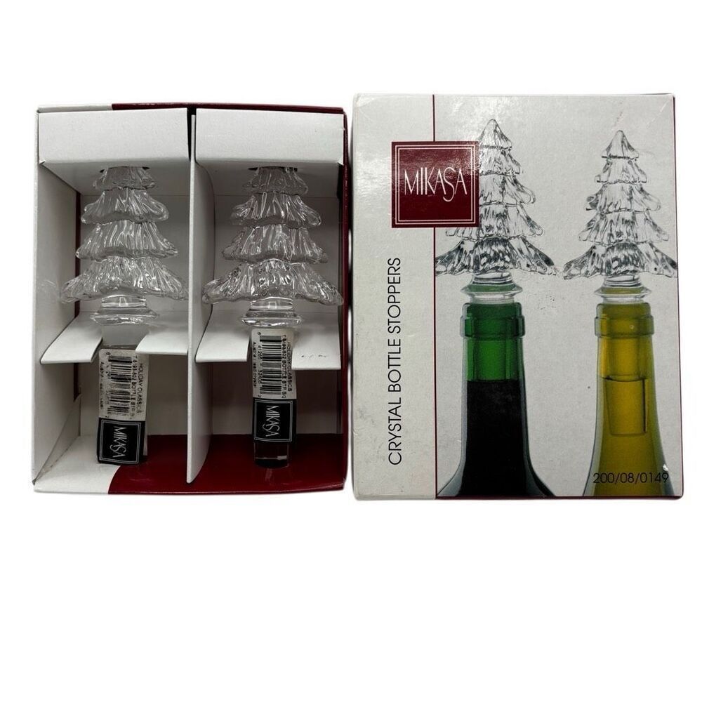 MIKASA Crystal Christmas Tree Bottle Stoppers New In Box - Picture 6 of 7